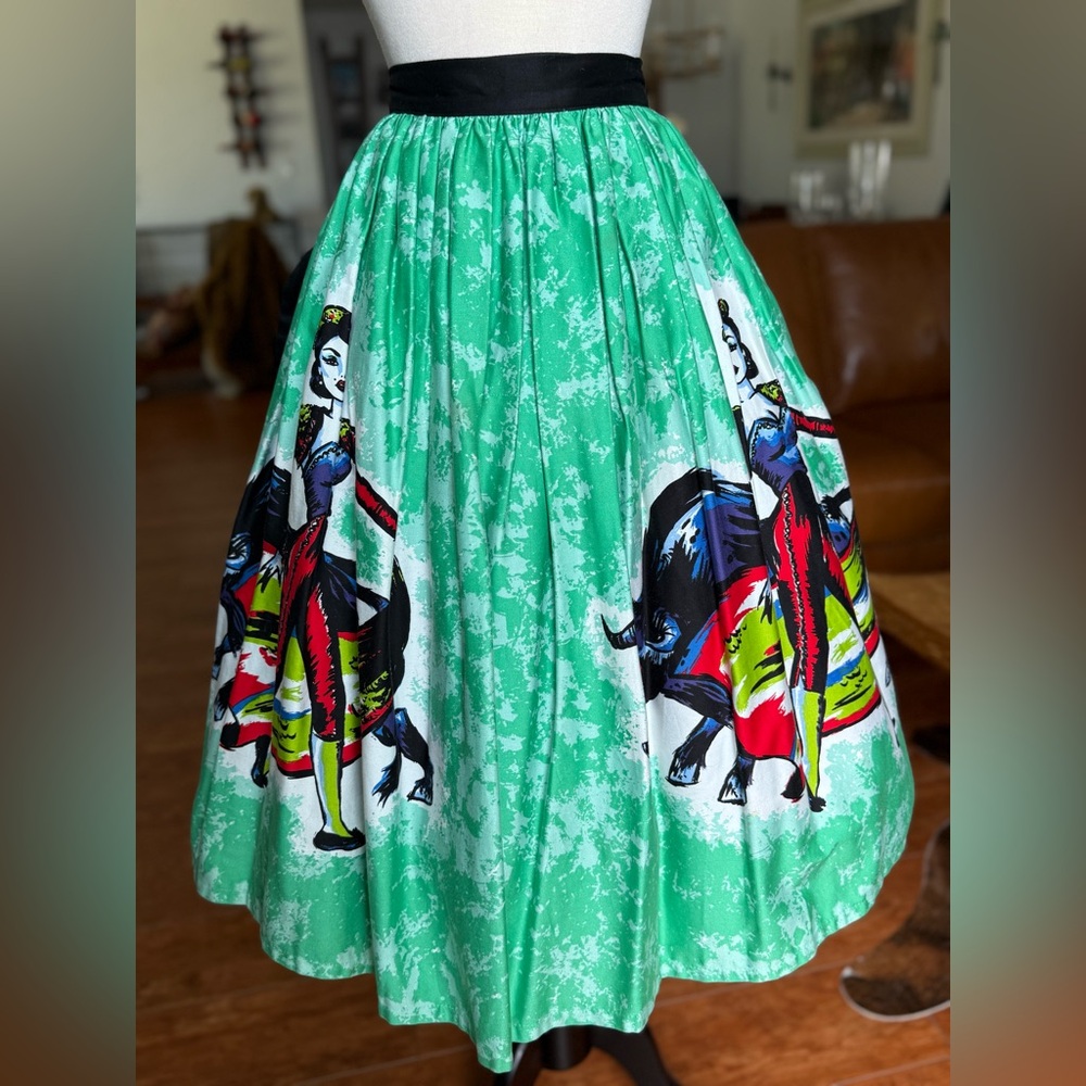 🐂 PinupGirl Dancing Matador Pinup Swing Full Circle Skirt